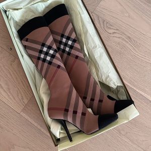 Burberry Knitted Check Sock Boots
